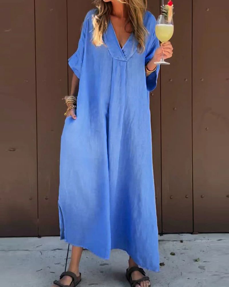 Blanche – Robe d'été en coton fluide