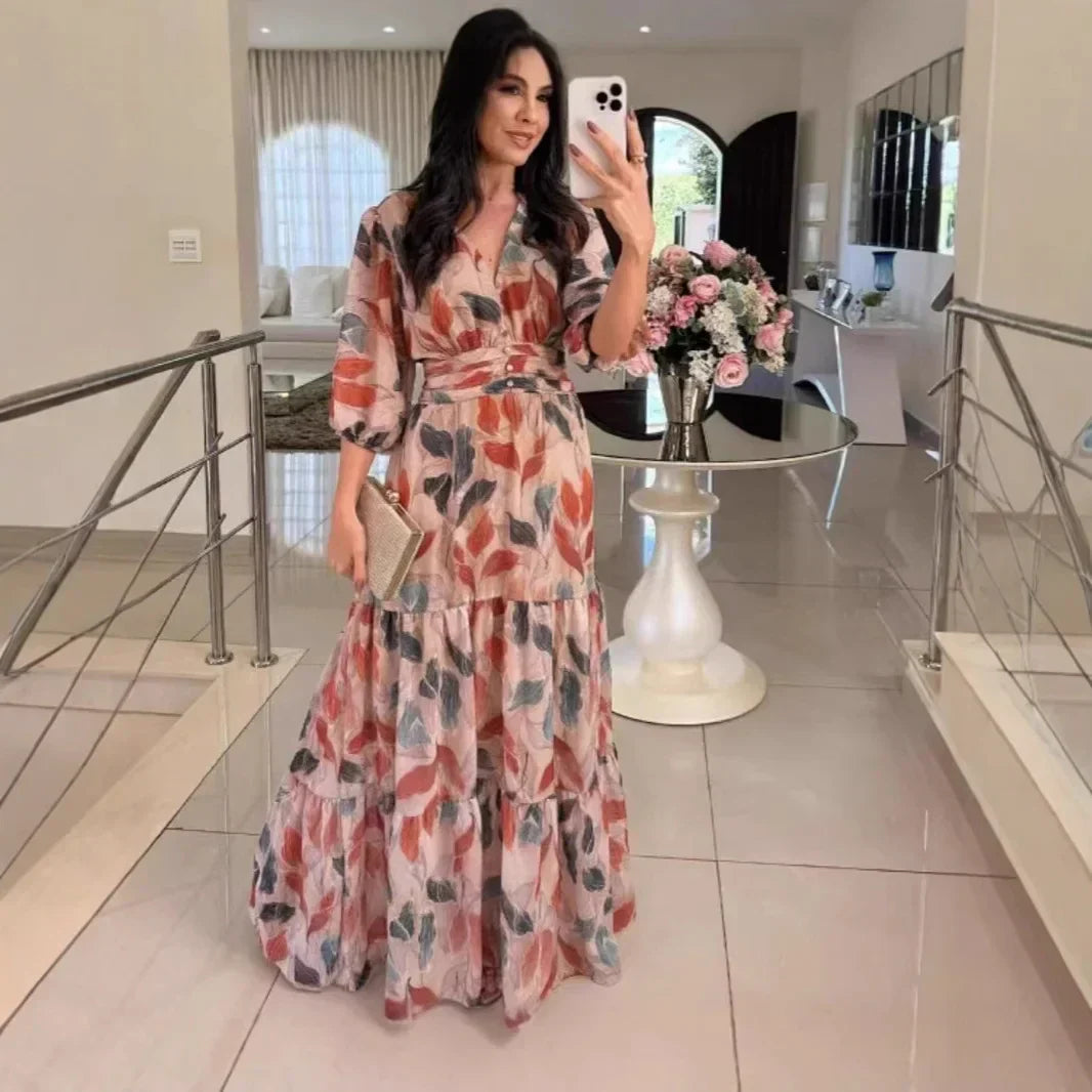 Claudia – Robe longue florale au confort élégant