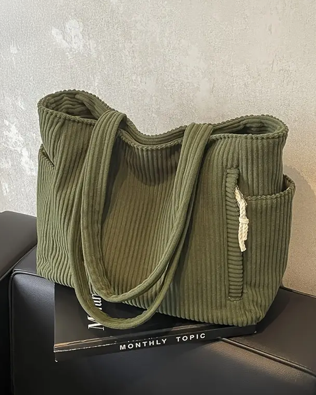 Guillemette – Sac cabas côtelé avec cordon élégant