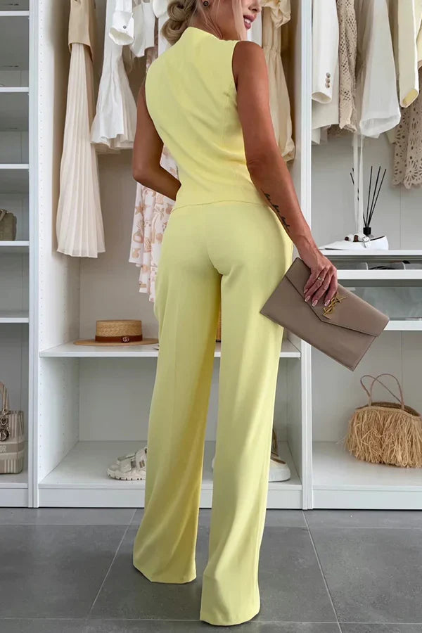 Éleonore – Ensemble élégant à boutons et pantalon fluide