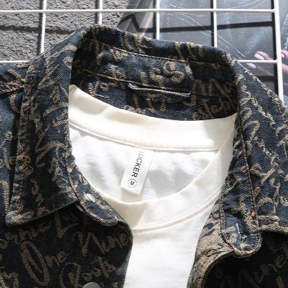 Sosthène - Veste en jean avec lettrage