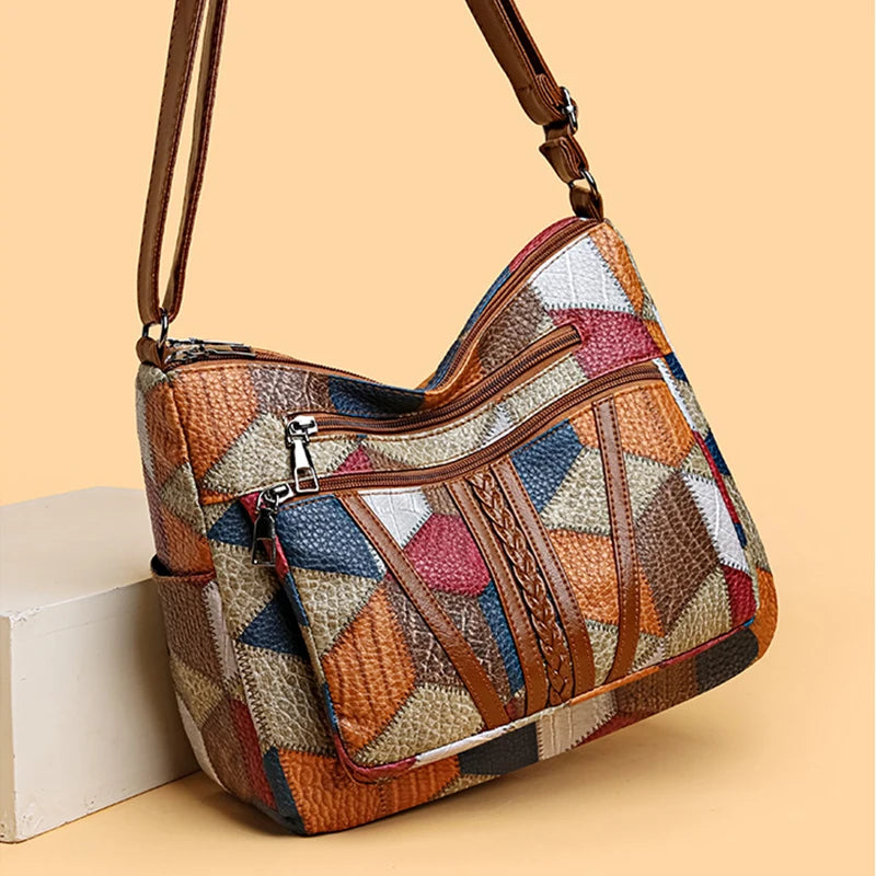 Dora – Sac à main patchwork en cuir végétal