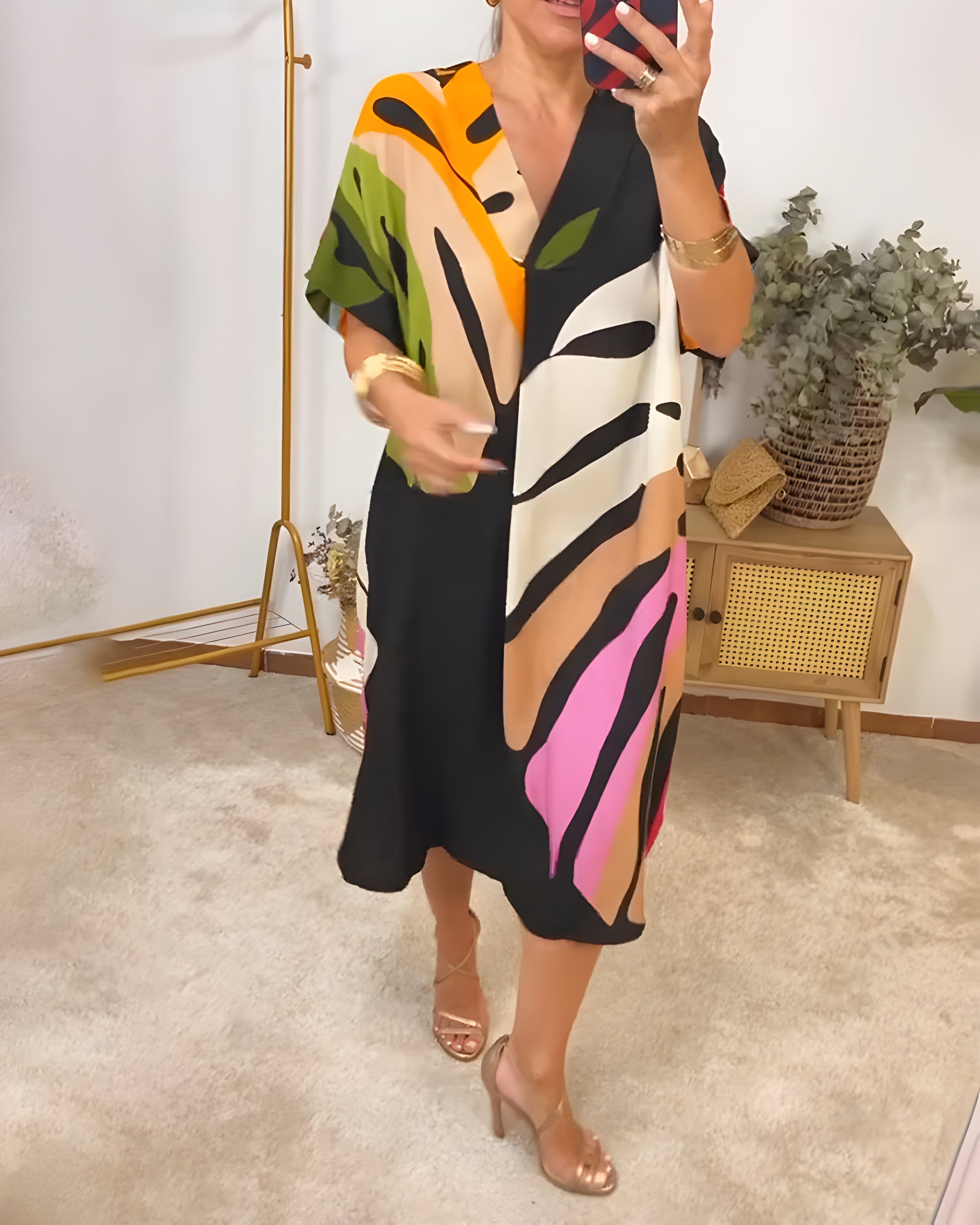 Floréanne – Robe décontractée à imprimé feuillage coloré