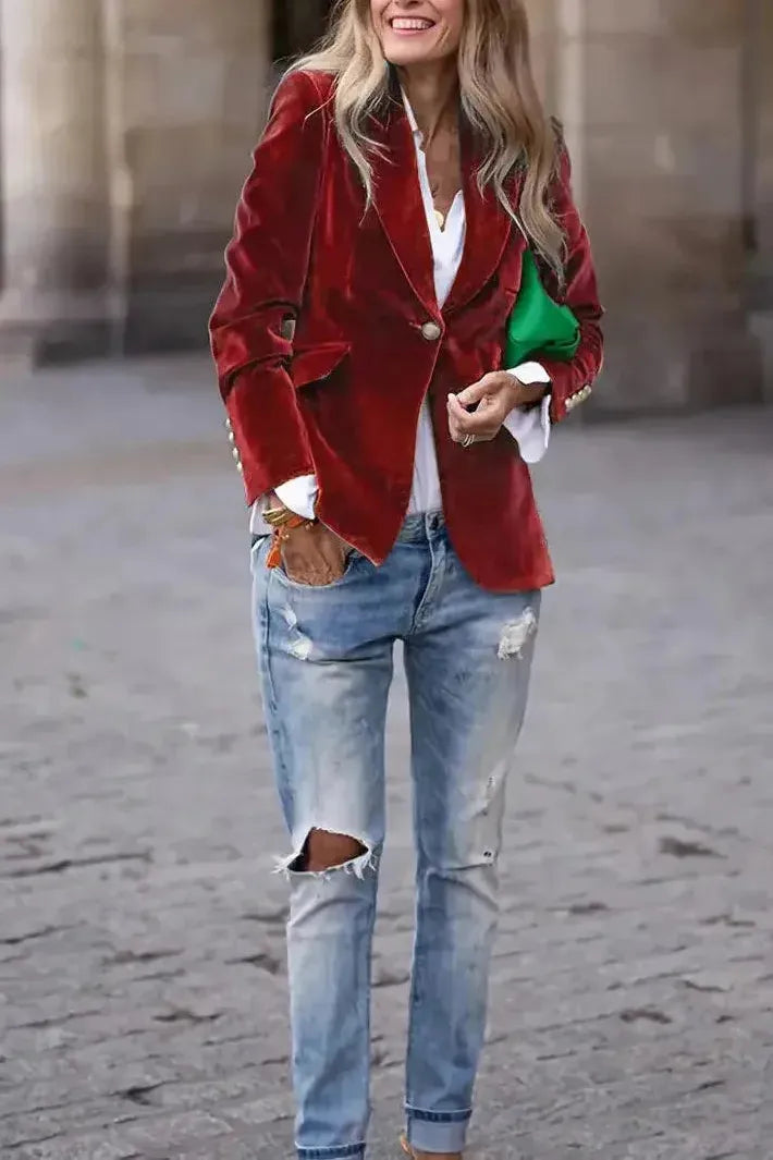 Laurette – Blazer en velours élégant