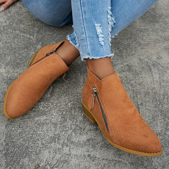 Ambreline – Bottines orthopédiques en cuir avec fermeture éclair