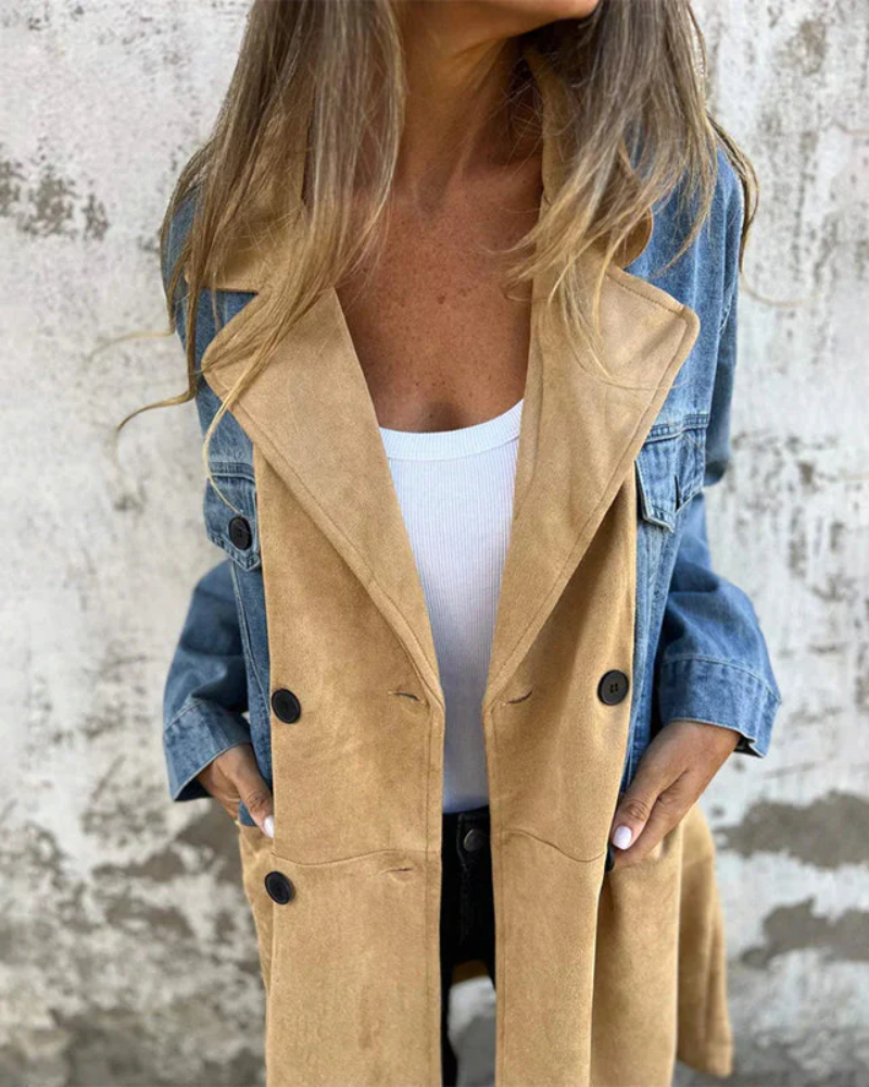 Léocadie – Manteau en denim et daim élégant