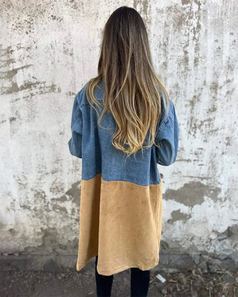 Léocadie – Manteau en denim et daim élégant