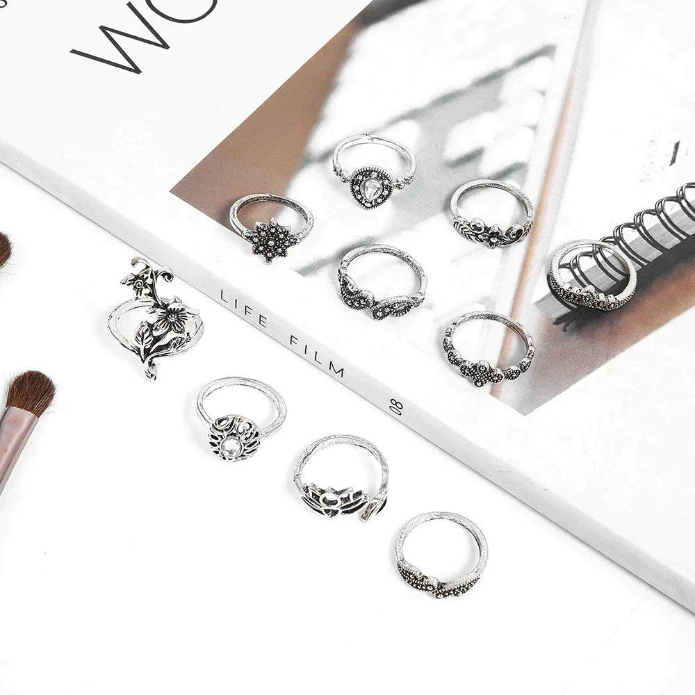 Enchantélia – Set de bagues en argent antique avec détails enchantés