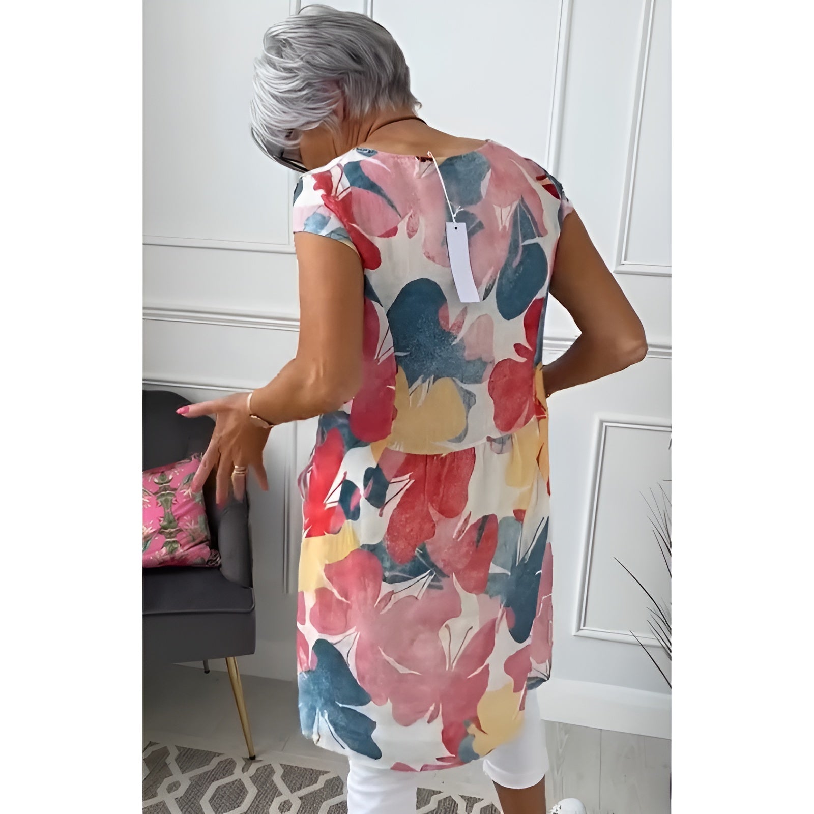 Naëlya – Robe chemise élégante à imprimé aquarelle