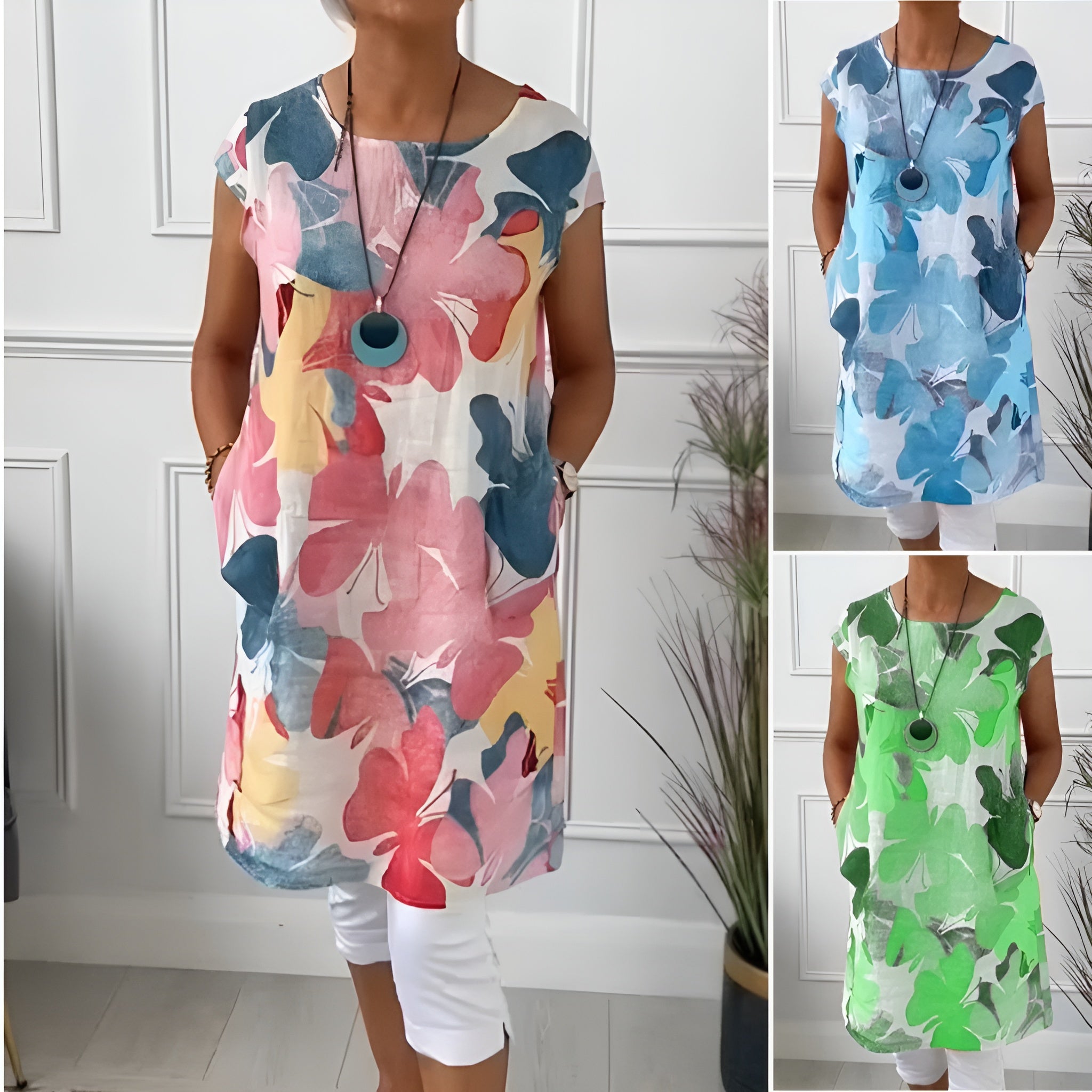 Naëlya – Robe chemise élégante à imprimé aquarelle