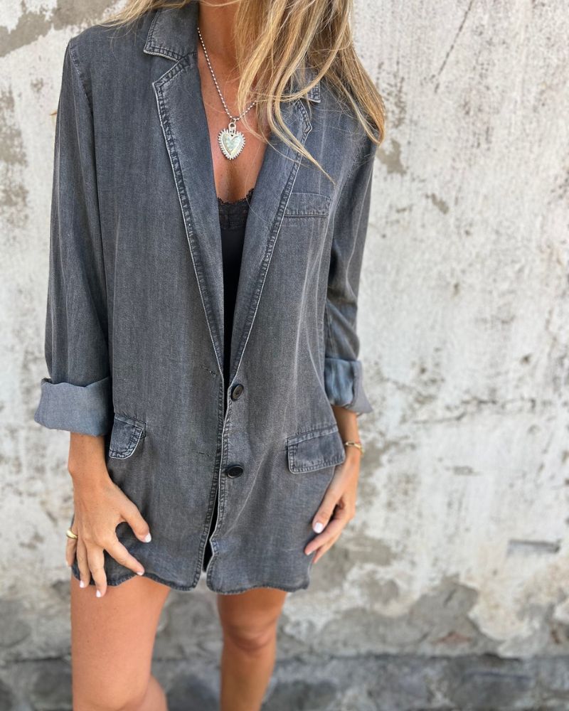 Iseult - Blazer en Denim Décontracté