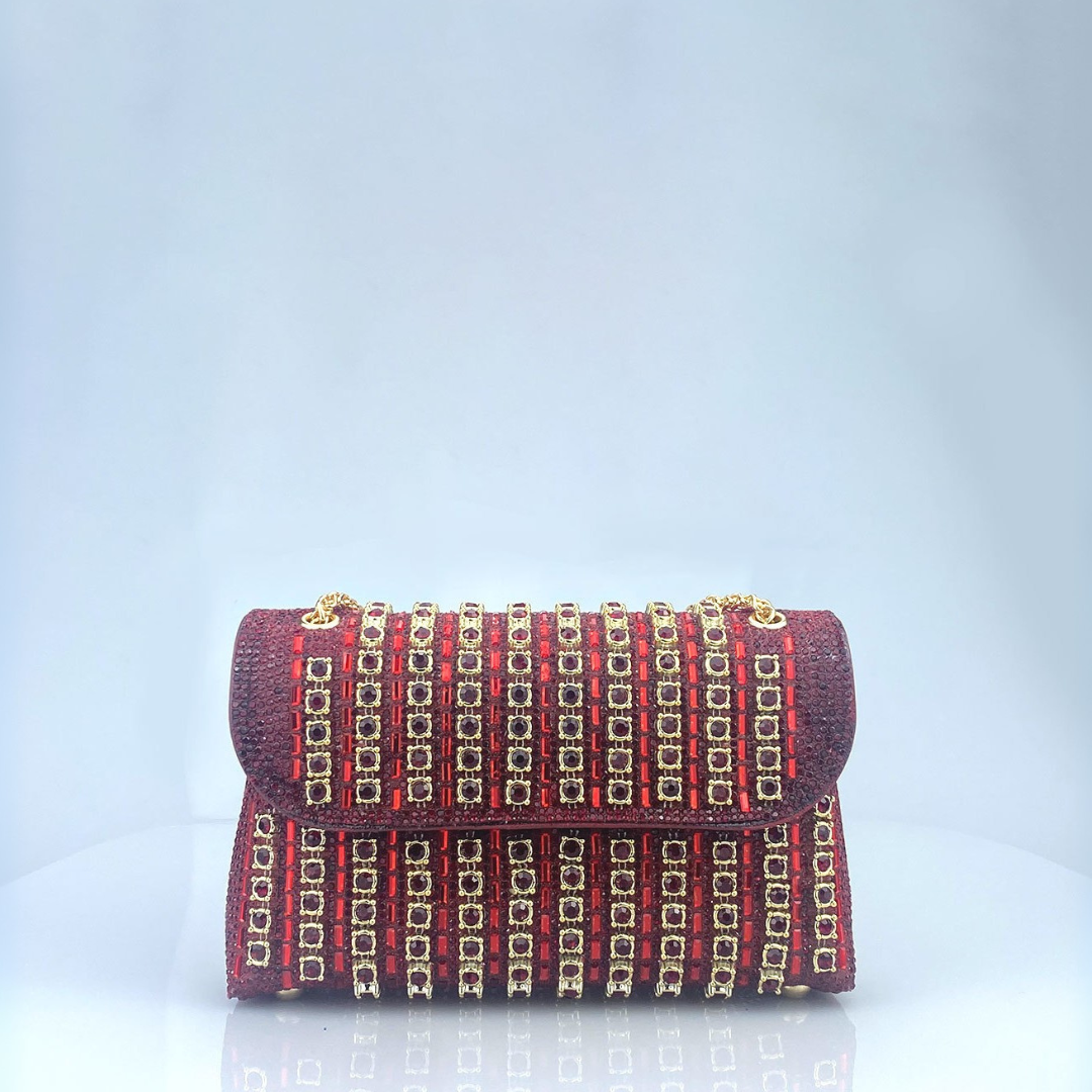 Éléa – Sac bandoulière chic à chaîne et diamants colorés