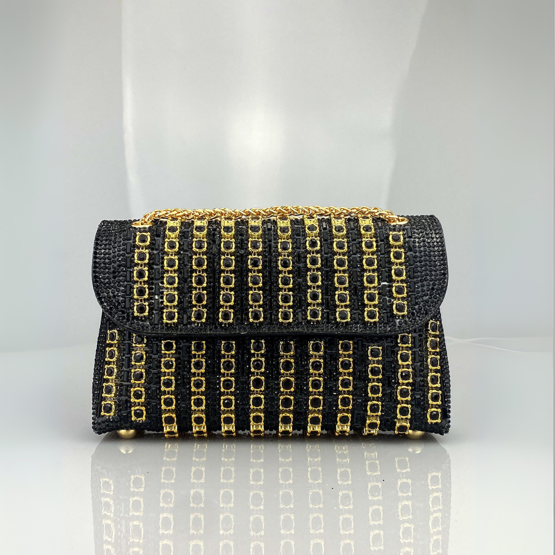 Éléa – Sac bandoulière chic à chaîne et diamants colorés