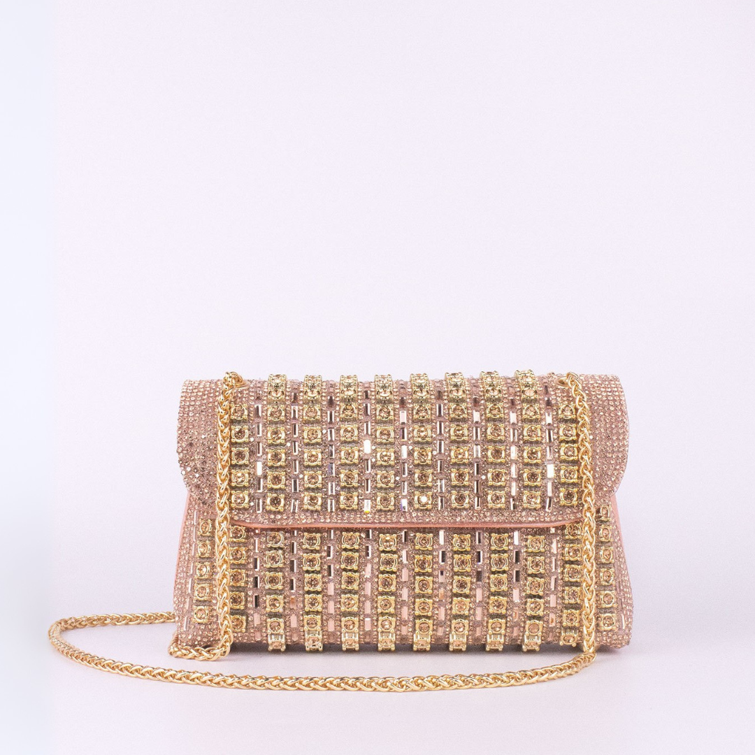 Éléa – Sac bandoulière chic à chaîne et diamants colorés
