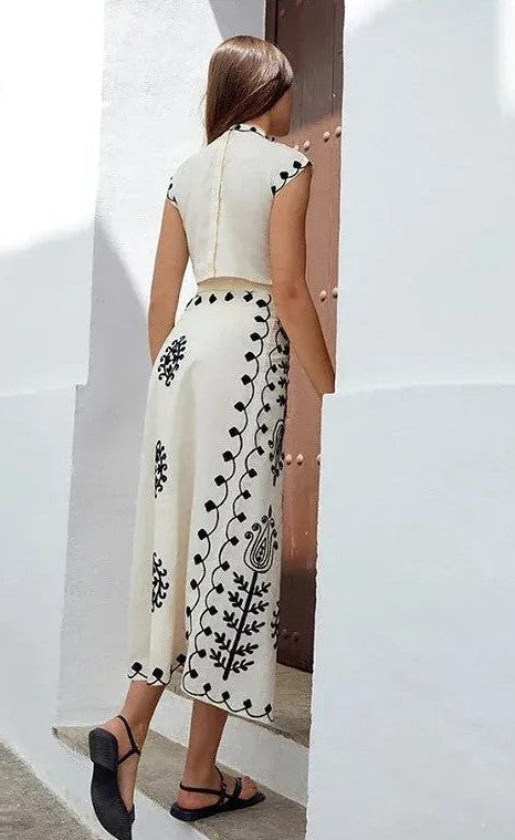 Eugénie – Ensemble haut et jupe longue avec imprimé