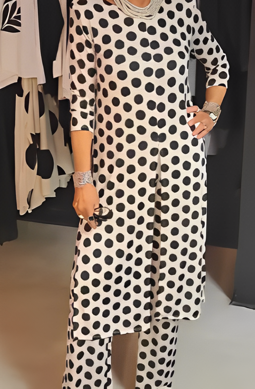 Sélenaé – Costume élégant à pois avec glissière