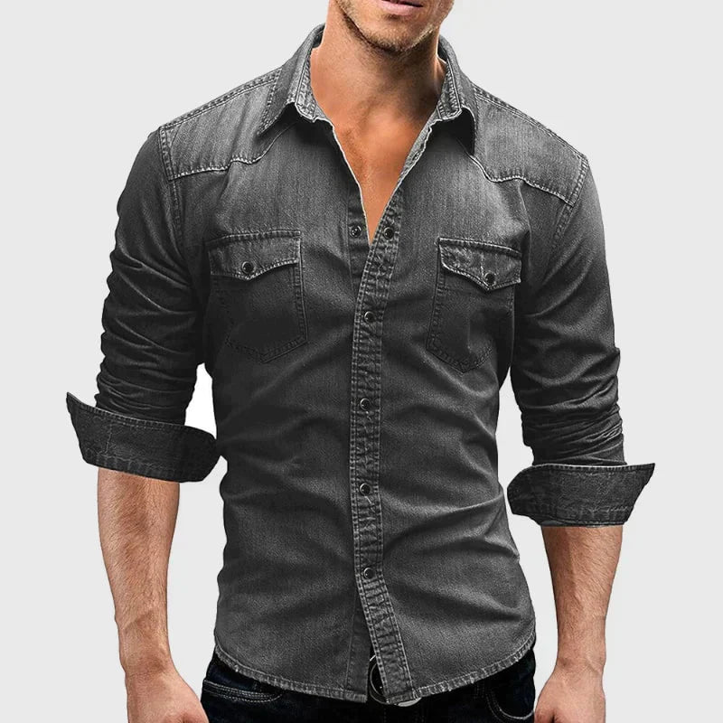 Bastien - Chemise en denim rétro élégante et intemporelle