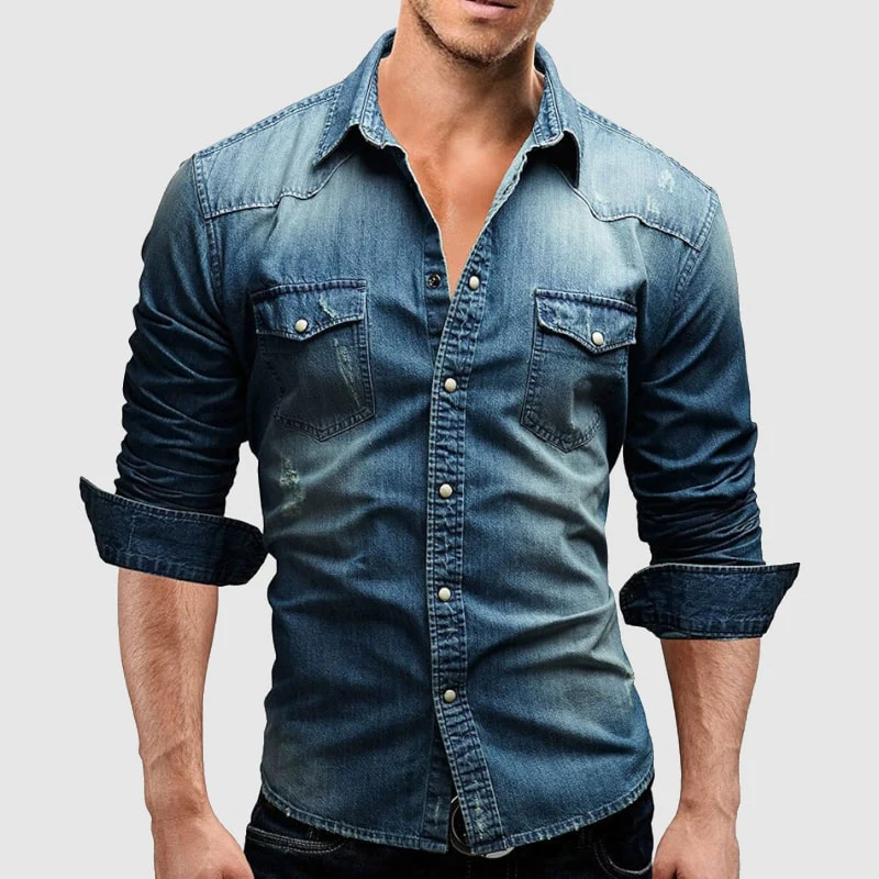Bastien - Chemise en denim rétro élégante et intemporelle