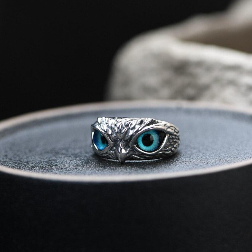 Isaléa - Bague ajustable en argent "Chouette" avec opale bleue