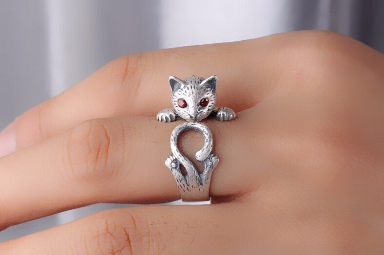 Félindra – Bague chat ajustable en argent sterling 925