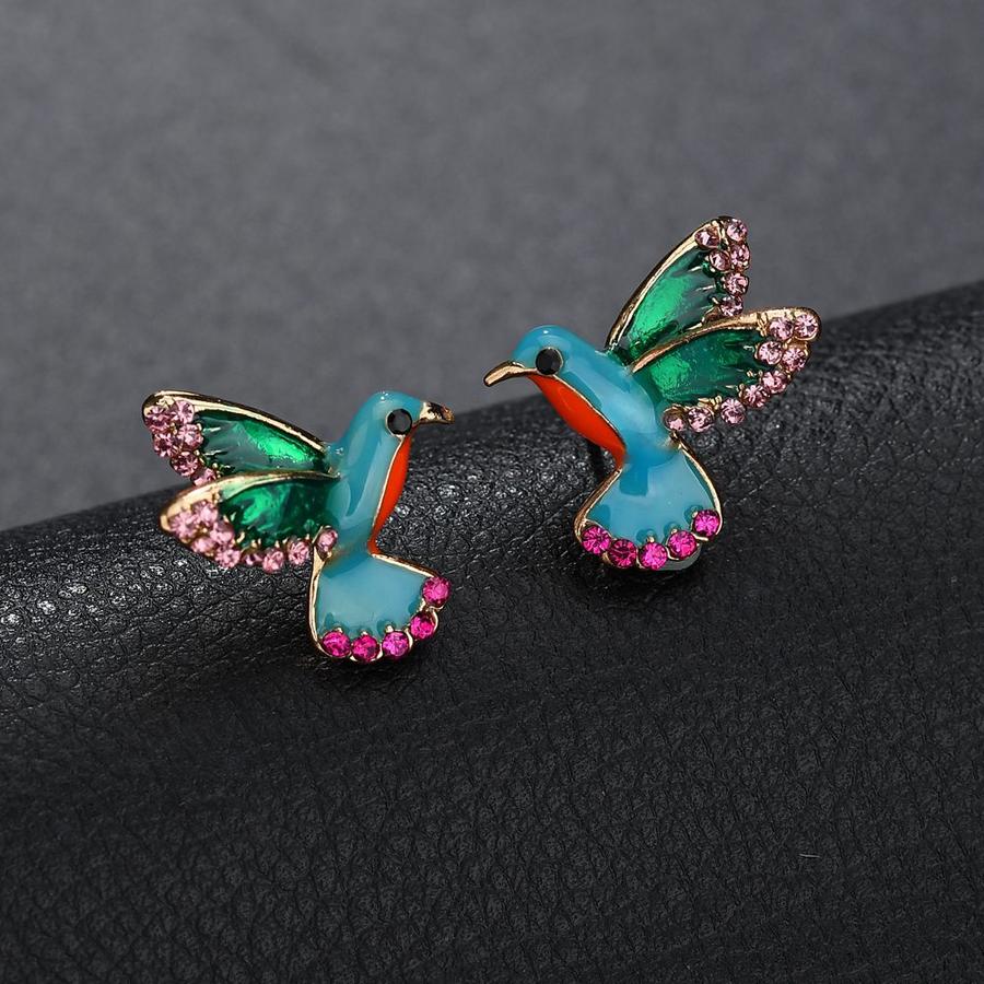 Colivéra – Boucles d’oreilles "Colibri" avec émail et cristal vert