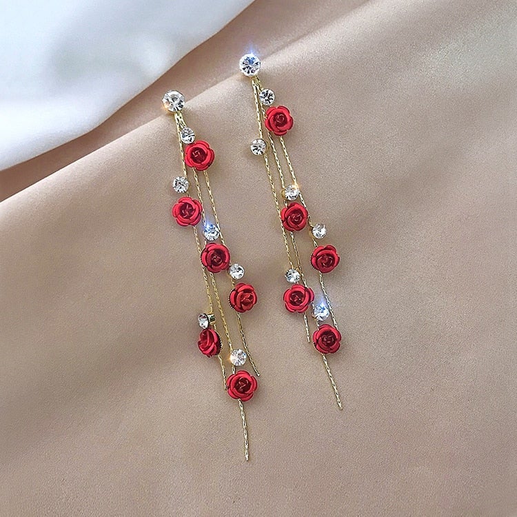 Rosélysia – Boucles d’oreilles "Cascade de Roses"