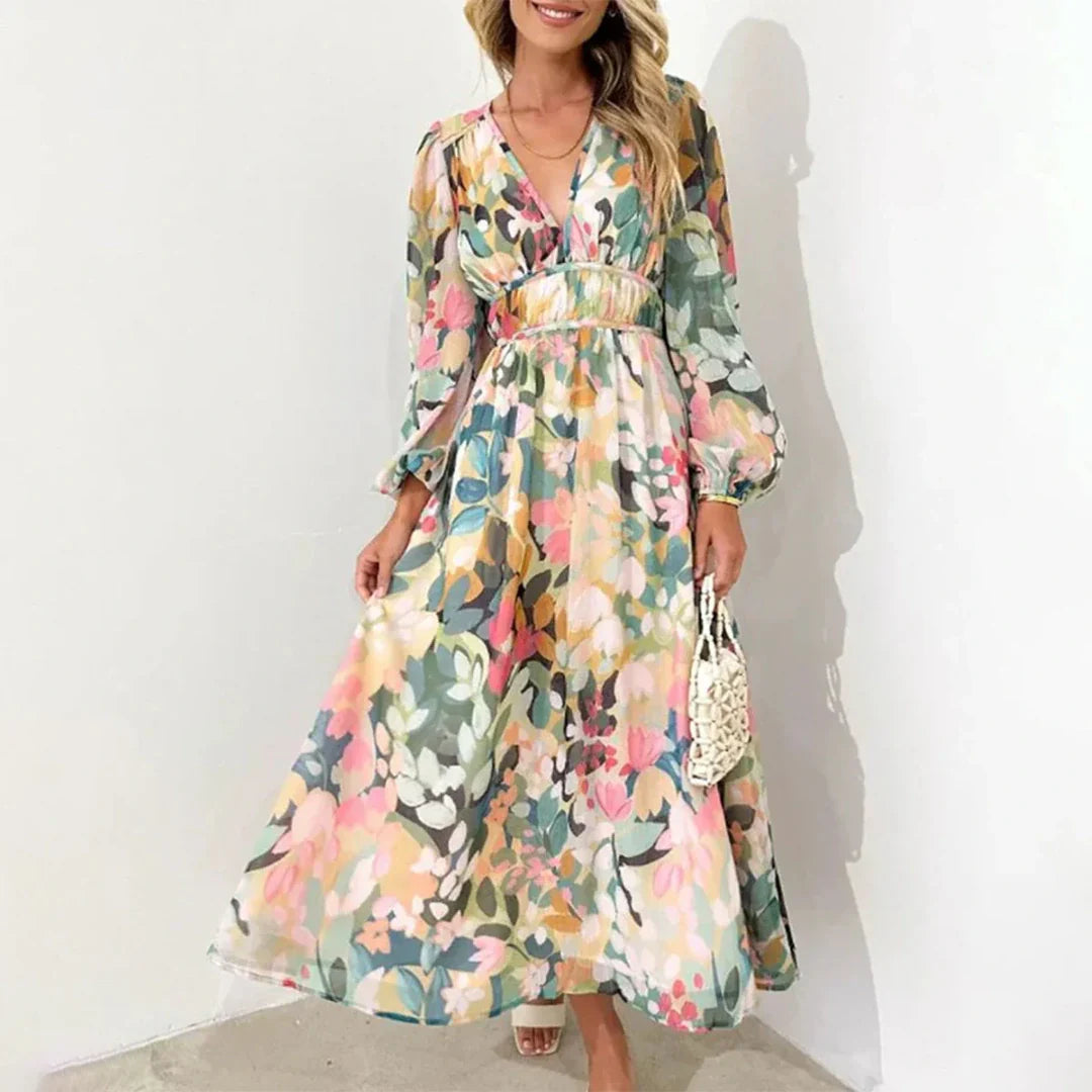 Oriella – Robe maxi élégante rose poudré
