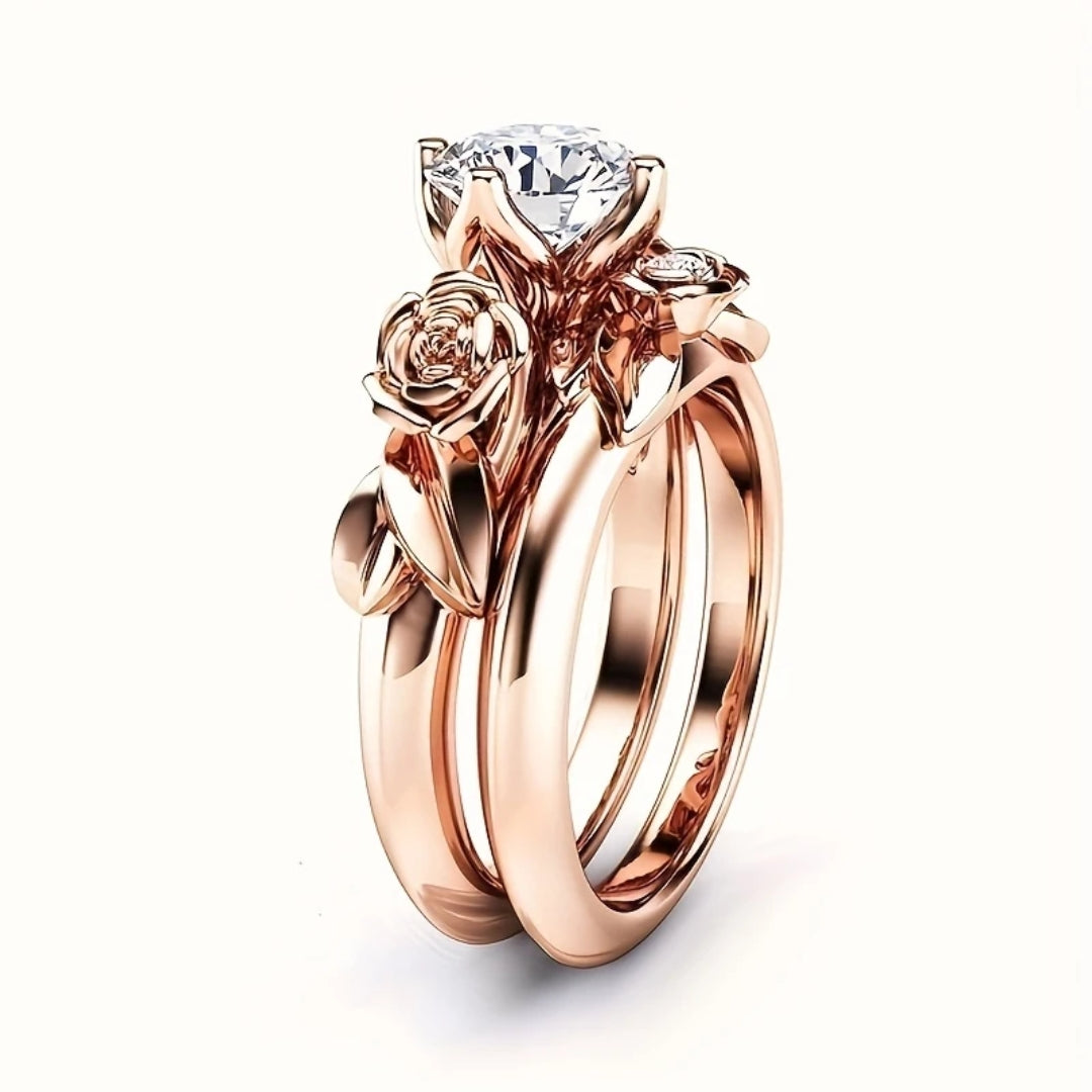 Rosaméline – Bague en or rose envoûtante avec des roses