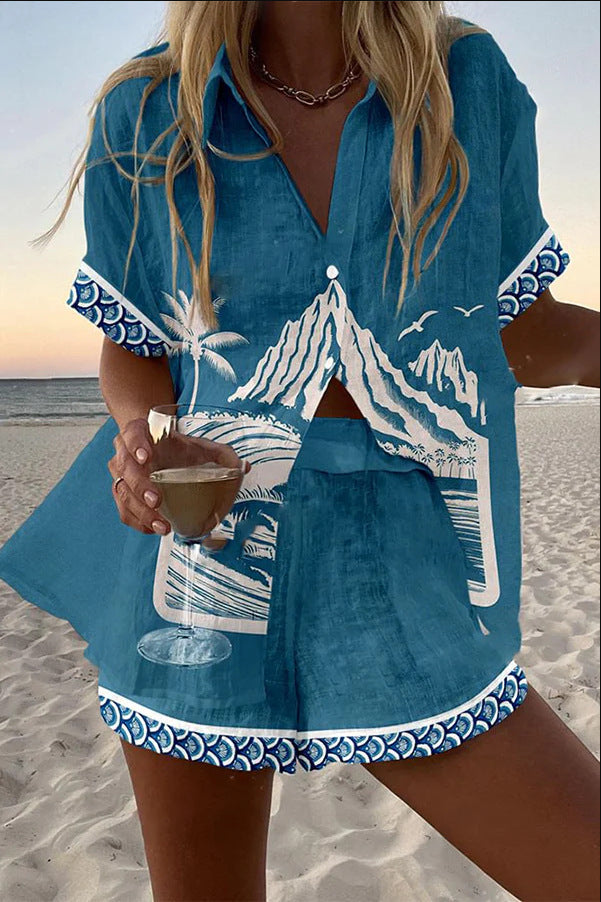 Élérine - Ensemble court en lin Mont Fuji