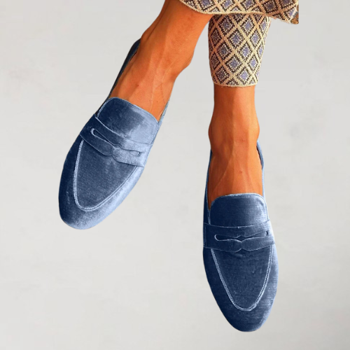 Élodiane - Mocassins élégants à enfiler avec patchwork en velours