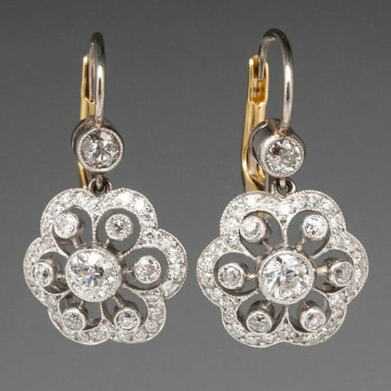 Boucles d'oreilles vintage en cristal Mandala
