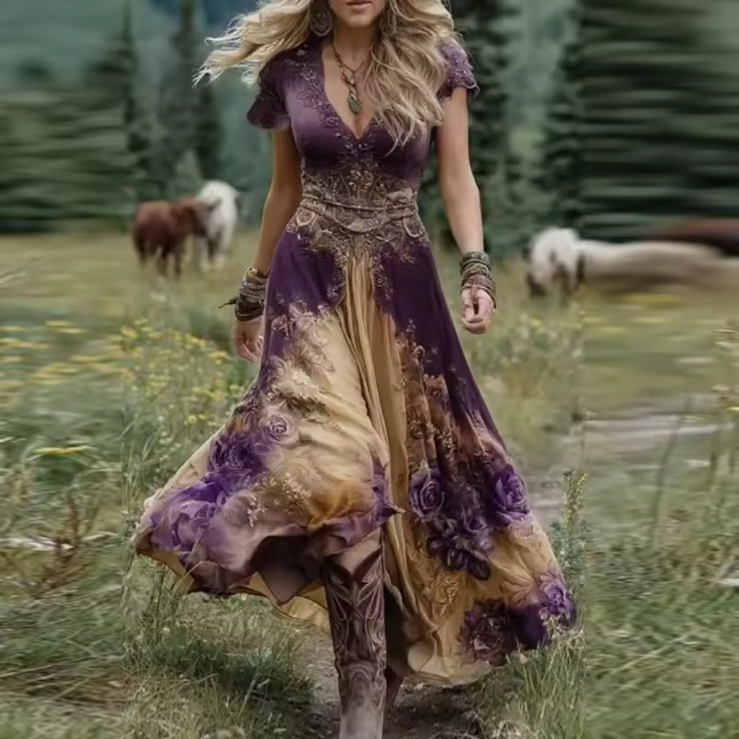 Célestine – Robe fluide à fleurs élégantes