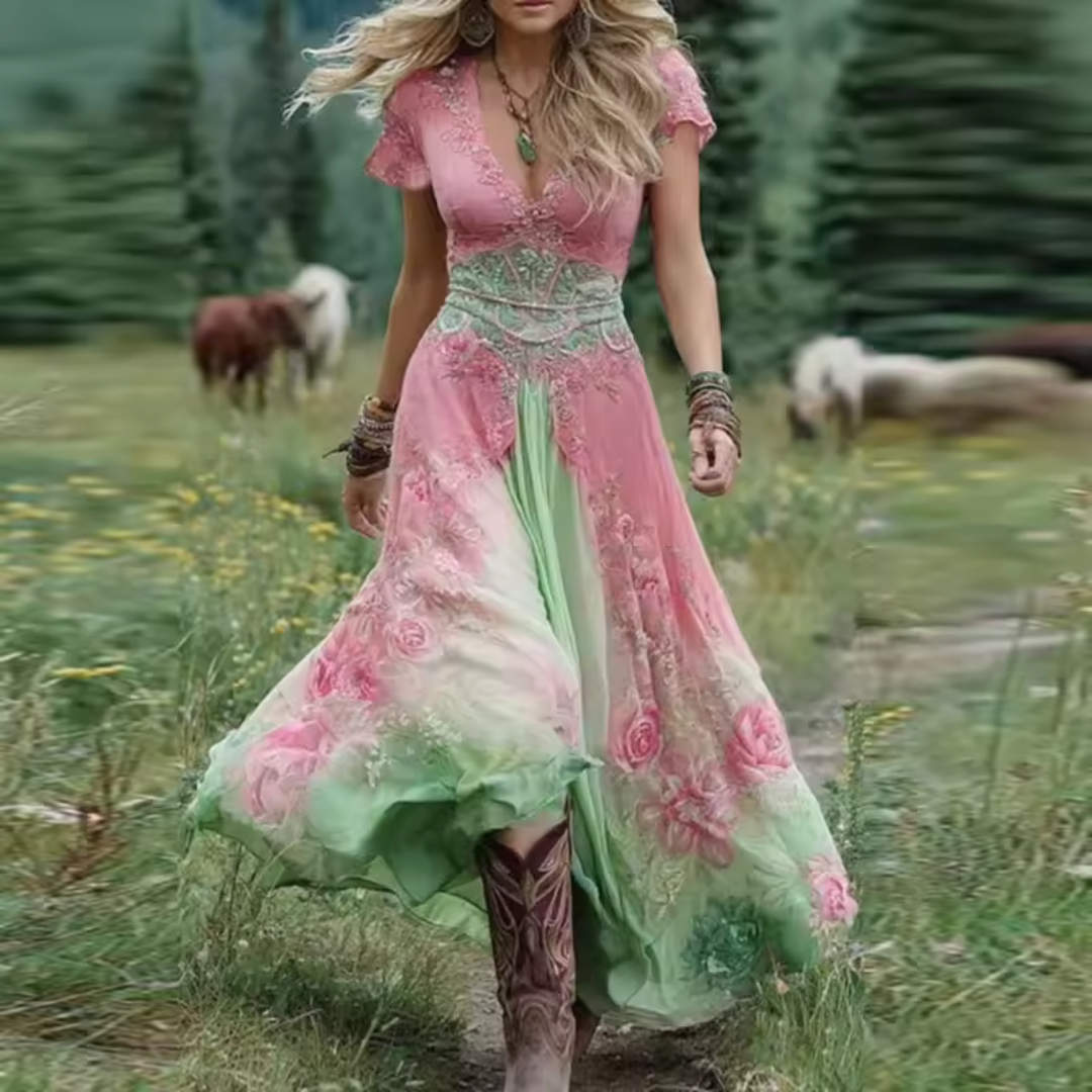 Célestine – Robe fluide à fleurs élégantes