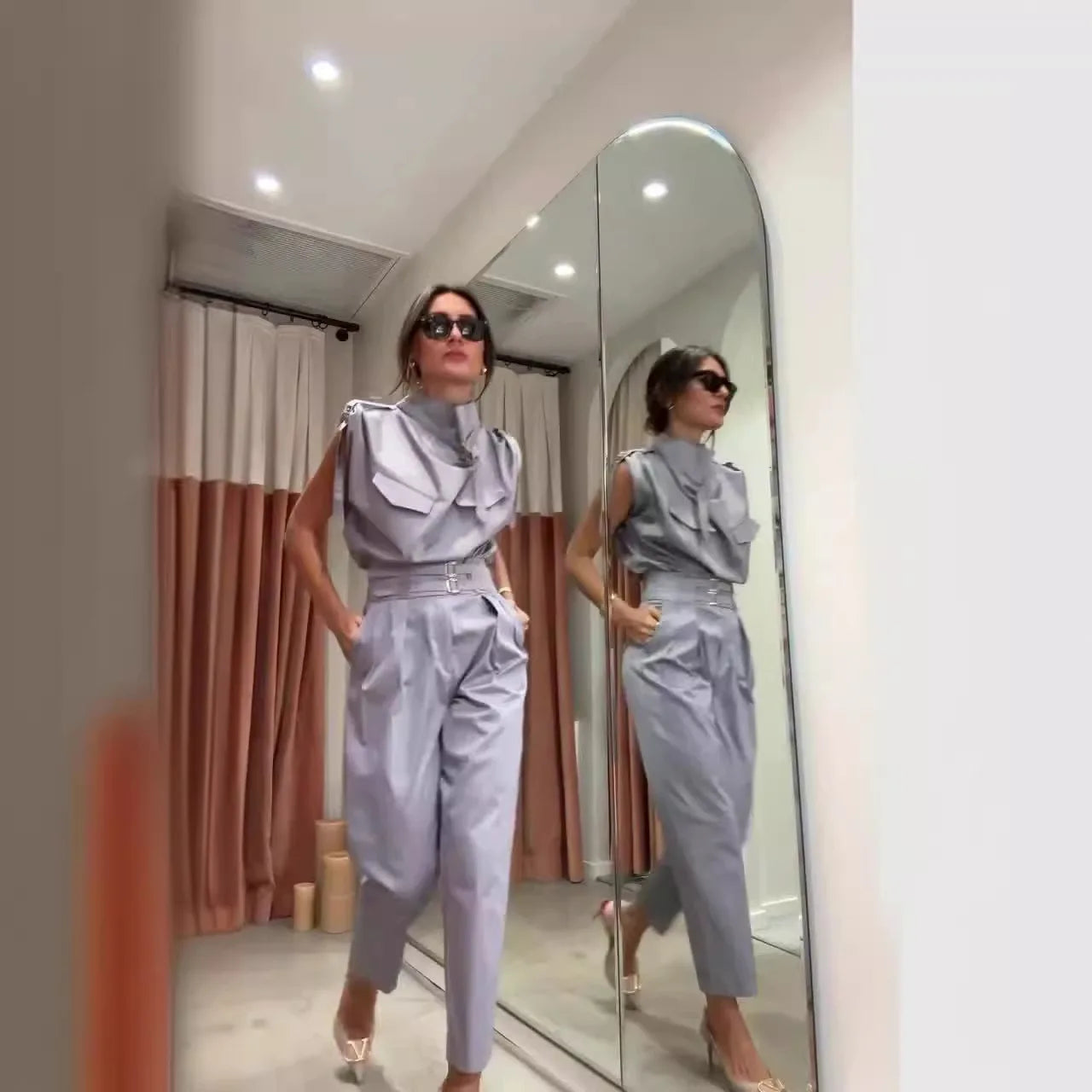 Clotilde – Ensemble blouse et pantalon léger élégant