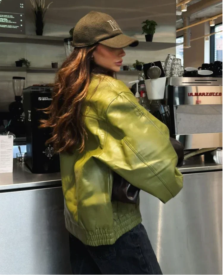 Lorette - Blouson aviateur oversize en faux cuir végétalien