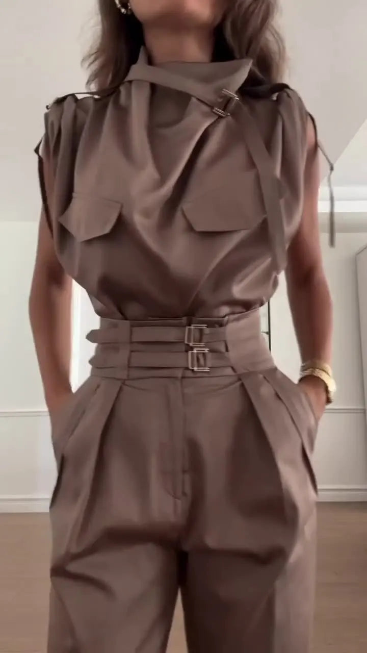 Clotilde – Ensemble blouse et pantalon léger élégant