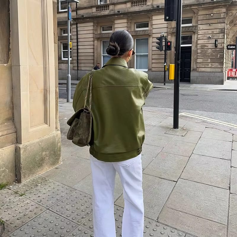 Ambreline - Veste en cuir oversize