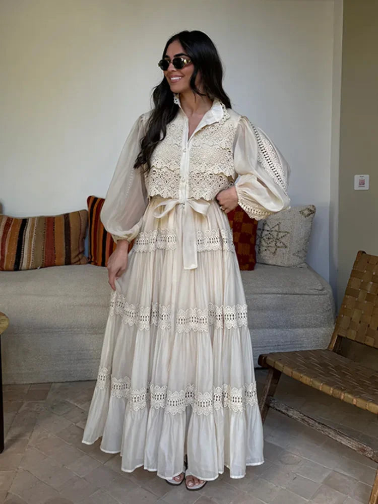 Isalys – Robe longue brodée féminine et gracieuse