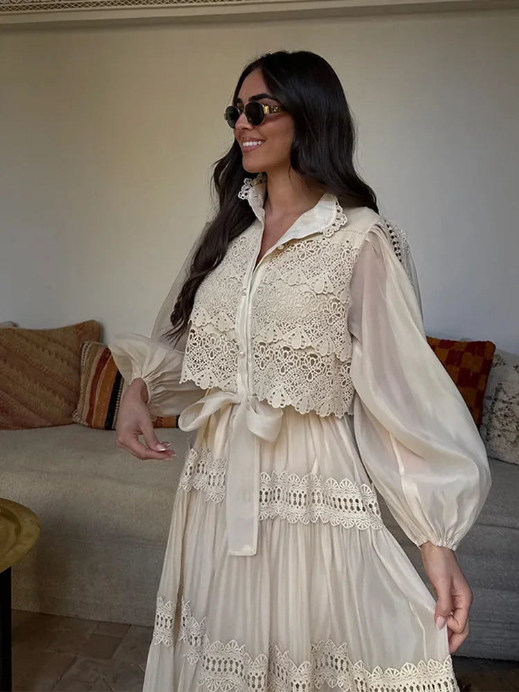 Isalys – Robe longue brodée féminine et gracieuse