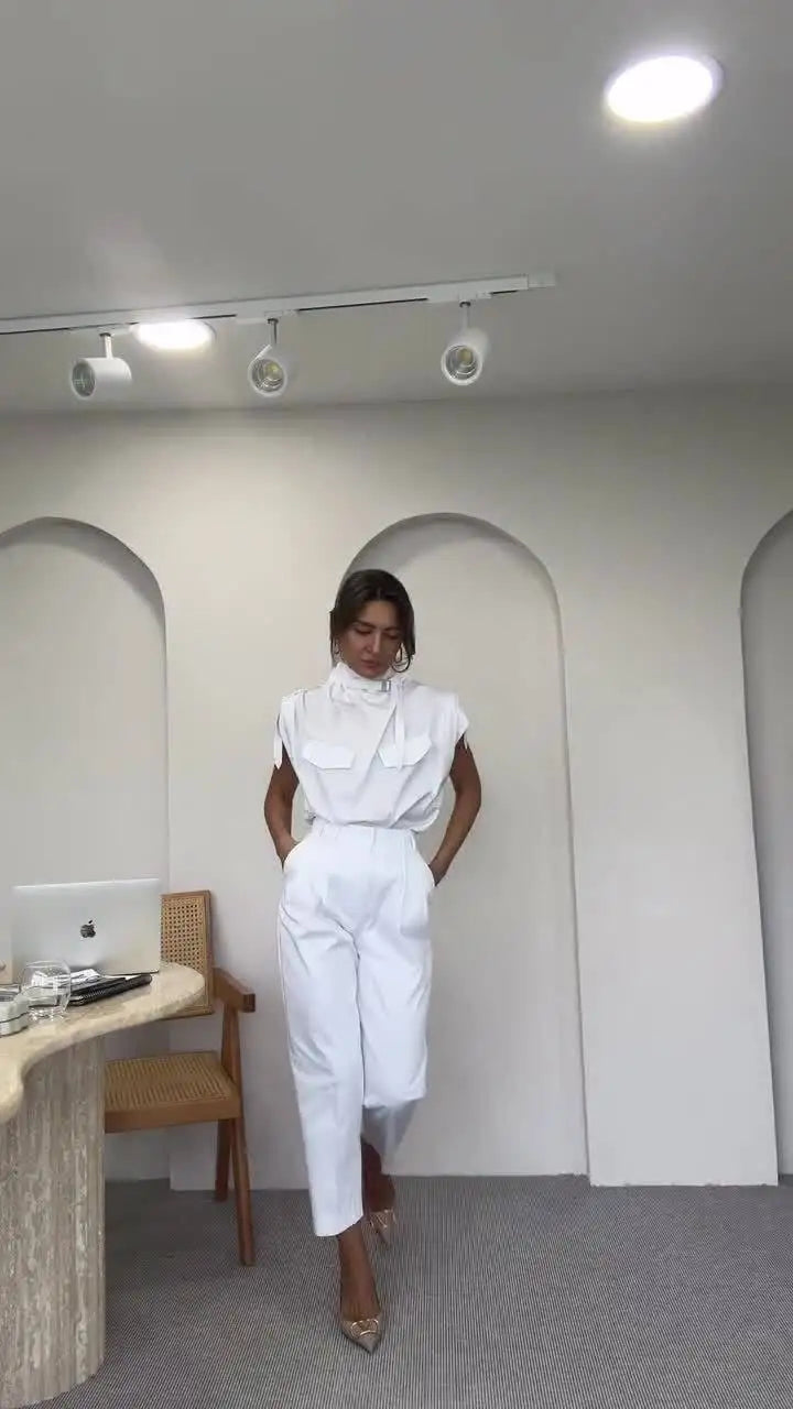 Clotilde – Ensemble blouse et pantalon léger élégant