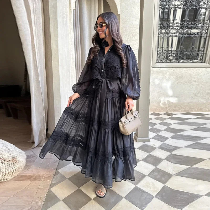 Isalys – Robe longue brodée féminine et gracieuse