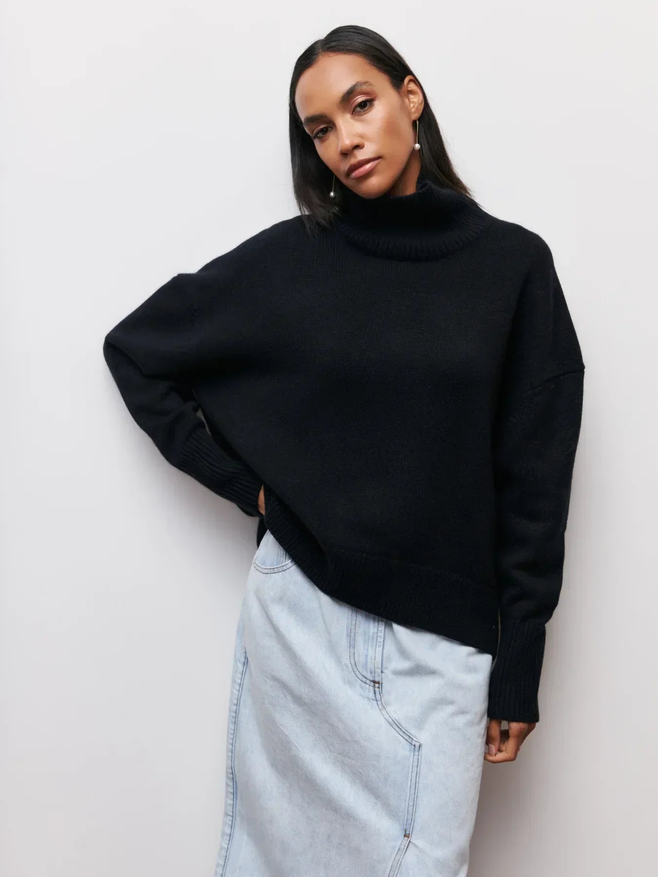 Lara - Pull col roulé oversize raffiné