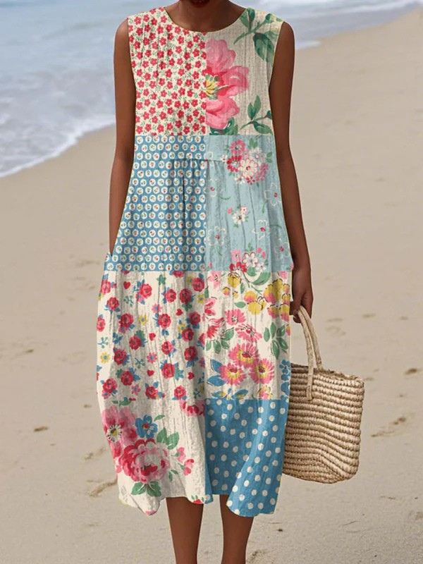 Tatiana – Robe midi décontractée à nouer dans le dos