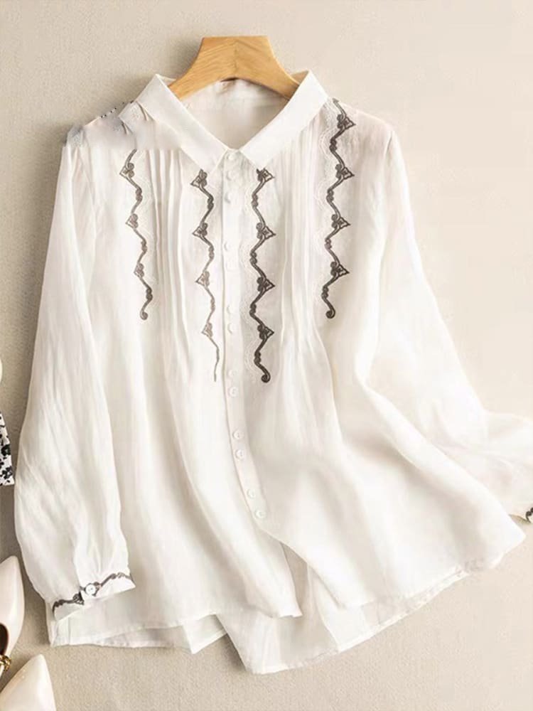 Azélie – Chemisier vintage à col Claudine