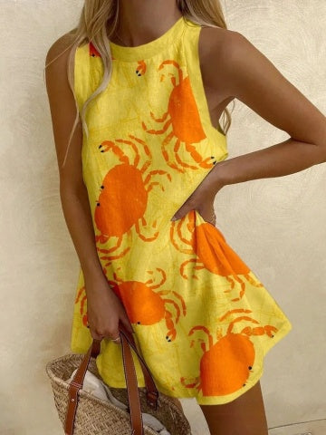 Marélice - Robe courte à imprimé crabe