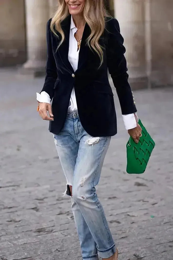 Laurette – Blazer en velours élégant