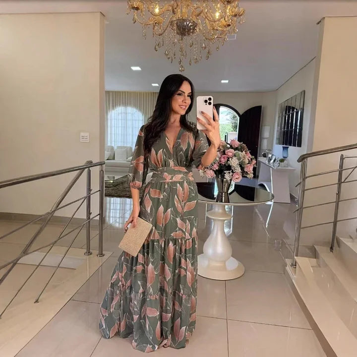 Claudia – Robe longue florale au confort élégant