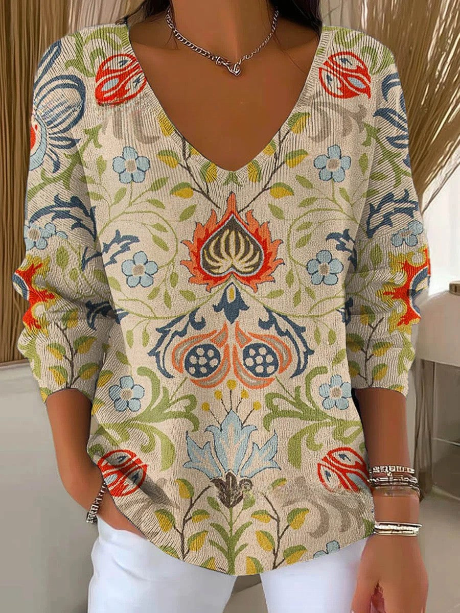 Hélianne – Pull en tricot à col en V