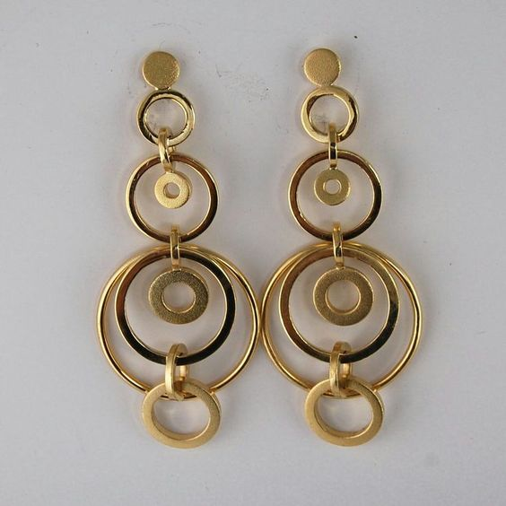 Dorézia – Boucles d’oreilles pendantes vintage dorées