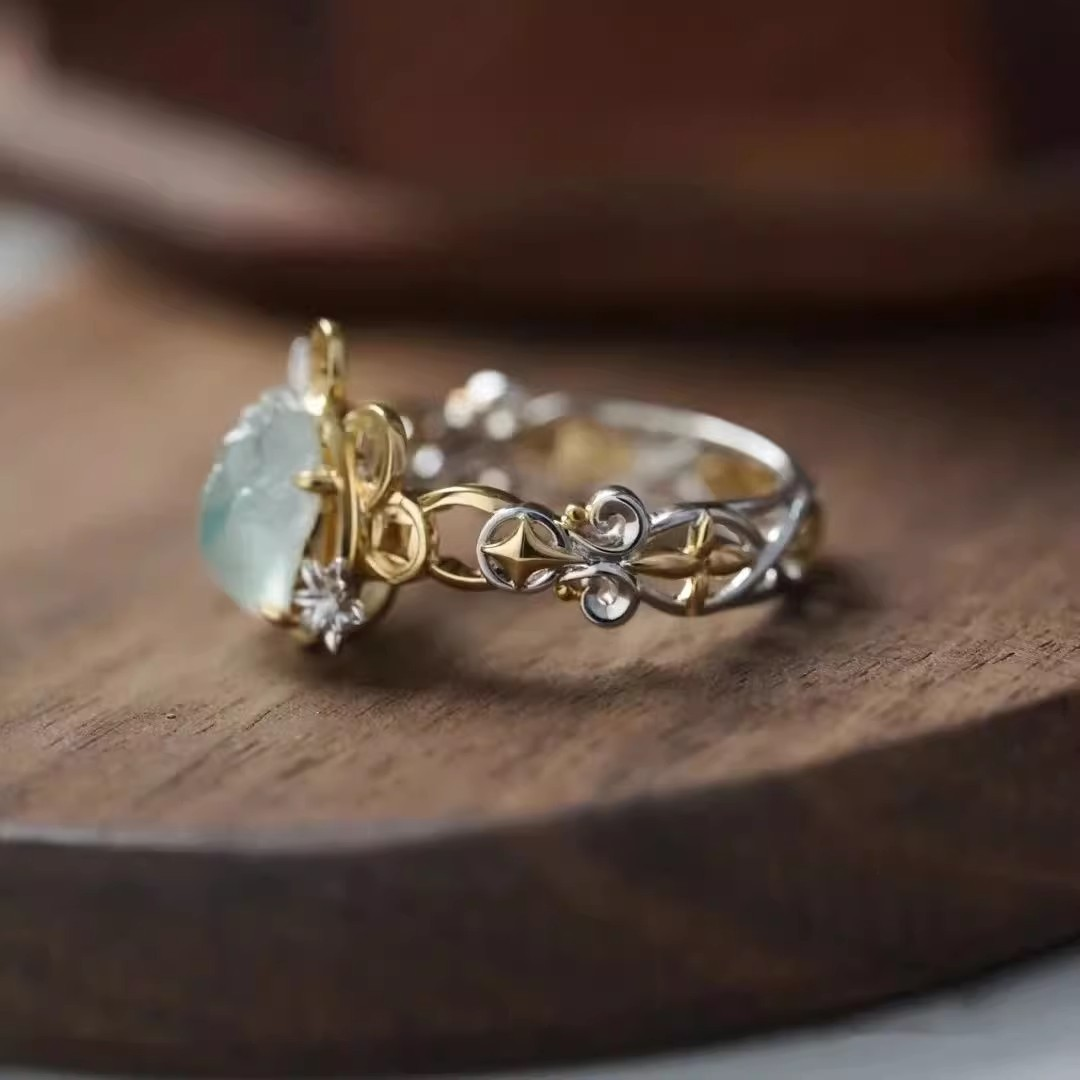 Lunévora – Bague vintage en or et argent avec pierre de lune